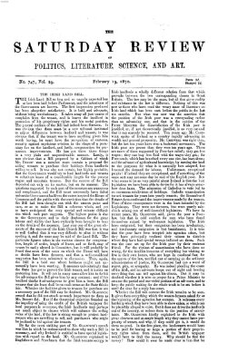 Saturday review Samstag 19. Februar 1870
