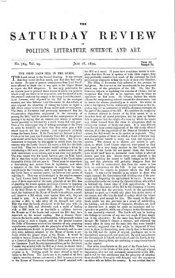 Saturday review Samstag 18. Juni 1870