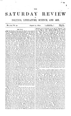 Saturday review Samstag 13. August 1870