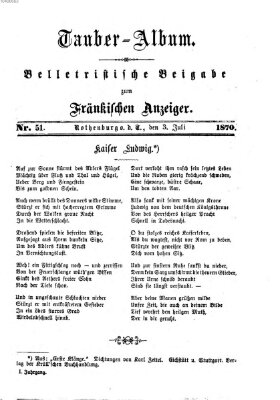 Tauber-Album (Fränkischer Anzeiger) Sonntag 3. Juli 1870