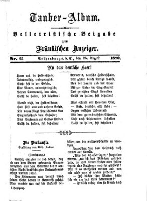 Tauber-Album (Fränkischer Anzeiger) Donnerstag 25. August 1870