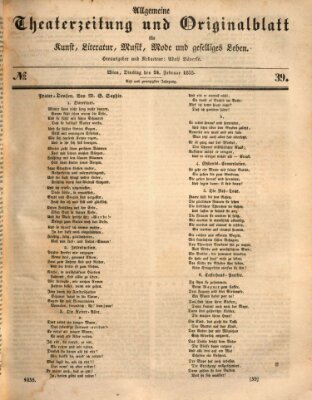 Allgemeine Theaterzeitung Dienstag 24. Februar 1835