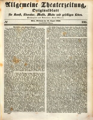 Allgemeine Theaterzeitung Mittwoch 16. August 1843