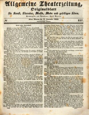 Allgemeine Theaterzeitung Montag 11. September 1843
