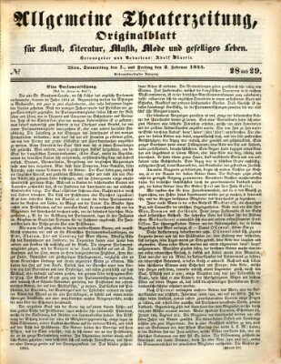 Allgemeine Theaterzeitung Donnerstag 1. Februar 1844