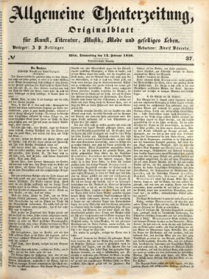 Allgemeine Theaterzeitung Donnerstag 12. Februar 1846