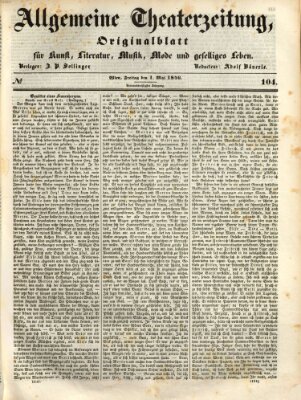 Allgemeine Theaterzeitung Freitag 1. Mai 1846