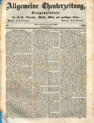 Allgemeine Theaterzeitung Dienstag 2. Juni 1846