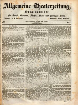 Allgemeine Theaterzeitung Samstag 20. Juni 1846