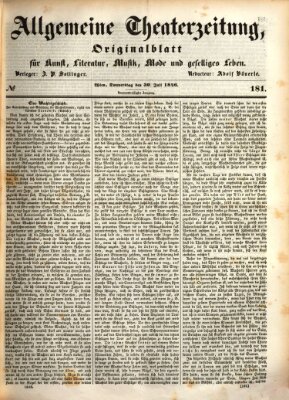 Allgemeine Theaterzeitung Donnerstag 30. Juli 1846