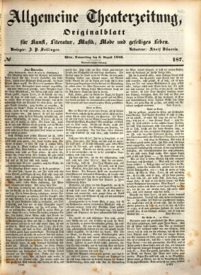 Allgemeine Theaterzeitung Donnerstag 6. August 1846
