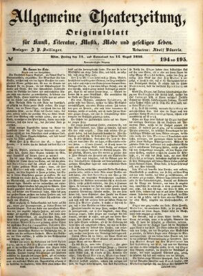 Allgemeine Theaterzeitung Samstag 15. August 1846