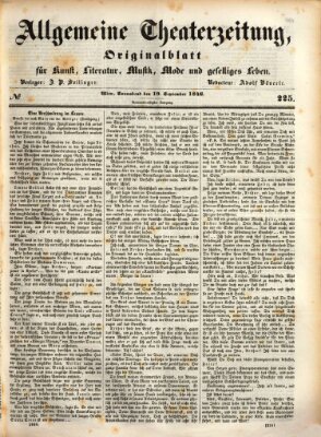 Allgemeine Theaterzeitung Samstag 19. September 1846