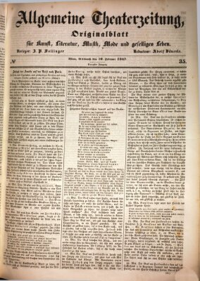 Allgemeine Theaterzeitung Mittwoch 10. Februar 1847