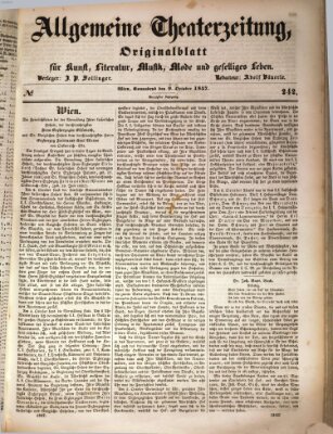 Allgemeine Theaterzeitung Samstag 9. Oktober 1847