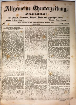 Allgemeine Theaterzeitung Samstag 13. November 1847