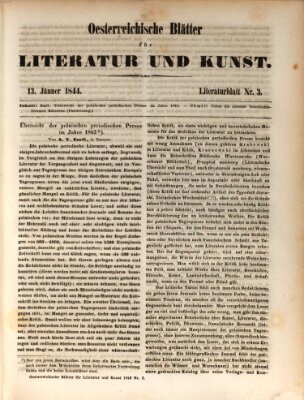 Österreichische Blätter für Literatur und Kunst, Geschichte, Geographie, Statistik und Naturkunde Samstag 13. Januar 1844