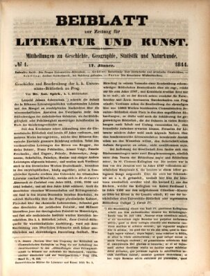 Österreichische Blätter für Literatur und Kunst, Geschichte, Geographie, Statistik und Naturkunde Mittwoch 17. Januar 1844