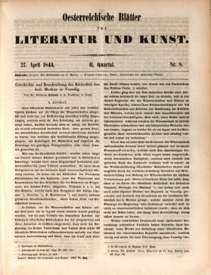Österreichische Blätter für Literatur und Kunst, Geschichte, Geographie, Statistik und Naturkunde Samstag 27. April 1844