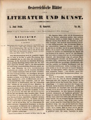 Österreichische Blätter für Literatur und Kunst, Geschichte, Geographie, Statistik und Naturkunde Mittwoch 5. Juni 1844
