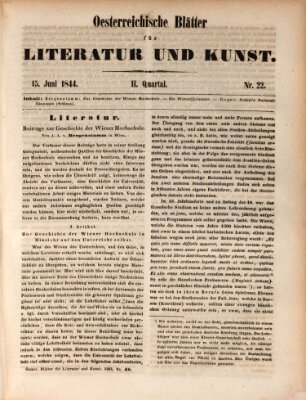 Österreichische Blätter für Literatur und Kunst, Geschichte, Geographie, Statistik und Naturkunde Samstag 15. Juni 1844