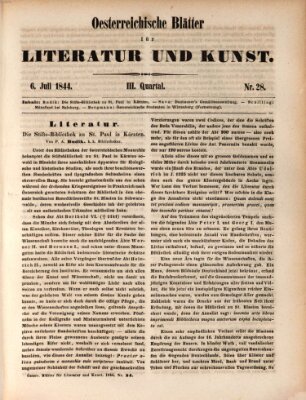 Österreichische Blätter für Literatur und Kunst, Geschichte, Geographie, Statistik und Naturkunde Samstag 6. Juli 1844