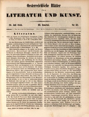 Österreichische Blätter für Literatur und Kunst, Geschichte, Geographie, Statistik und Naturkunde Samstag 20. Juli 1844
