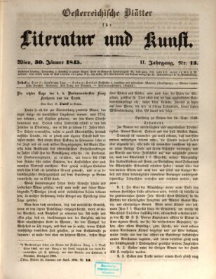 Österreichische Blätter für Literatur und Kunst, Geschichte, Geographie, Statistik und Naturkunde Donnerstag 30. Januar 1845