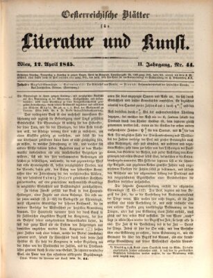 Österreichische Blätter für Literatur und Kunst, Geschichte, Geographie, Statistik und Naturkunde Samstag 12. April 1845