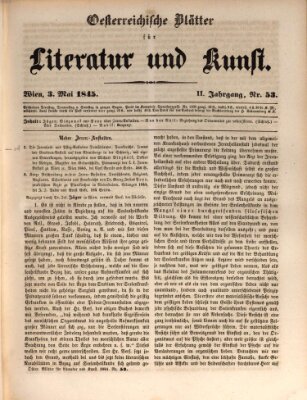 Österreichische Blätter für Literatur und Kunst, Geschichte, Geographie, Statistik und Naturkunde Samstag 3. Mai 1845