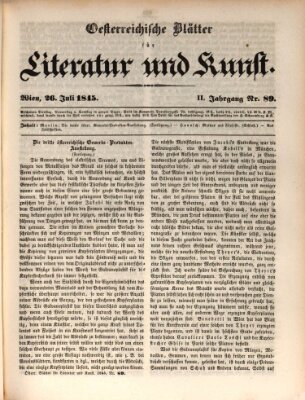 Österreichische Blätter für Literatur und Kunst, Geschichte, Geographie, Statistik und Naturkunde Samstag 26. Juli 1845