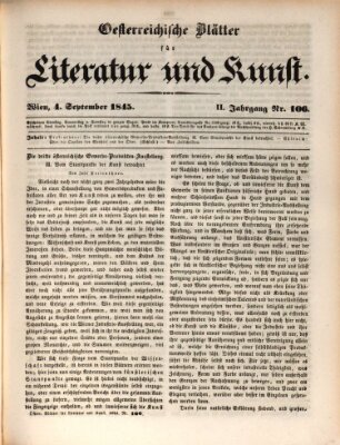 Österreichische Blätter für Literatur und Kunst, Geschichte, Geographie, Statistik und Naturkunde Donnerstag 4. September 1845