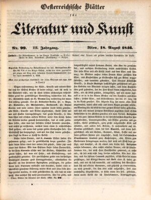 Österreichische Blätter für Literatur und Kunst, Geschichte, Geographie, Statistik und Naturkunde Dienstag 18. August 1846