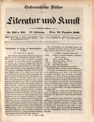 Österreichische Blätter für Literatur und Kunst, Geschichte, Geographie, Statistik und Naturkunde Donnerstag 24. Dezember 1846