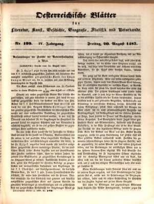 Österreichische Blätter für Literatur und Kunst, Geschichte, Geographie, Statistik und Naturkunde Freitag 20. August 1847
