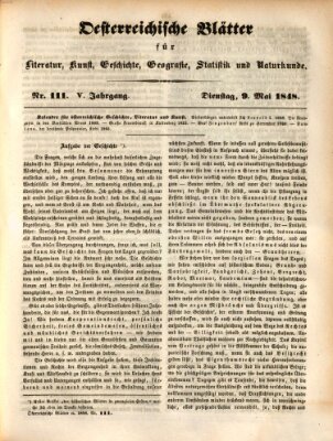 Österreichische Blätter für Literatur und Kunst, Geschichte, Geographie, Statistik und Naturkunde Dienstag 9. Mai 1848