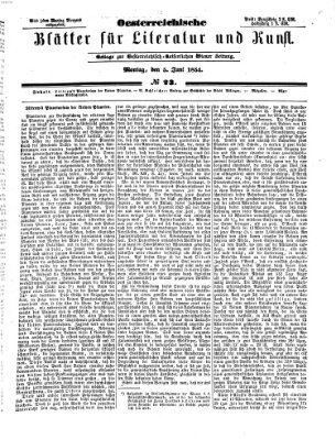 Österreichische Blätter für Literatur und Kunst Montag 5. Juni 1854