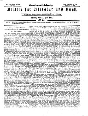 Österreichische Blätter für Literatur und Kunst Montag 12. Juni 1854
