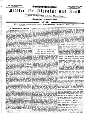 Österreichische Blätter für Literatur und Kunst Montag 19. November 1855