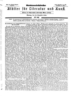 Österreichische Blätter für Literatur und Kunst Montag 31. Dezember 1855
