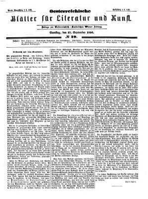 Österreichische Blätter für Literatur und Kunst Samstag 27. September 1856