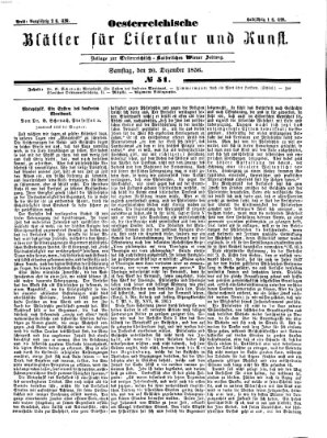 Österreichische Blätter für Literatur und Kunst Samstag 20. Dezember 1856
