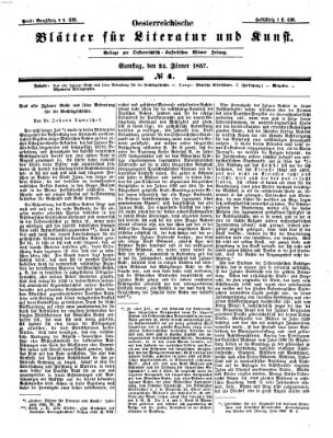 Österreichische Blätter für Literatur und Kunst Samstag 24. Januar 1857