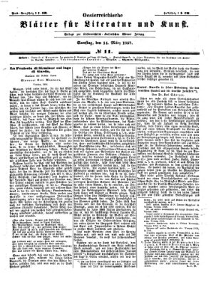Österreichische Blätter für Literatur und Kunst Samstag 14. März 1857