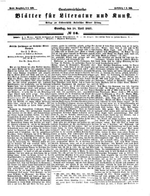 Österreichische Blätter für Literatur und Kunst Samstag 18. April 1857