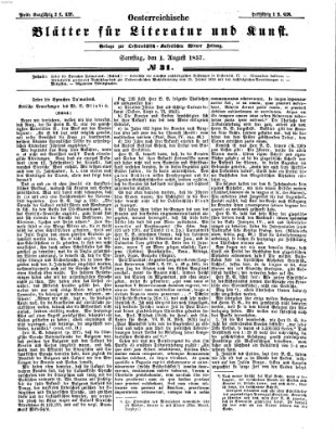 Österreichische Blätter für Literatur und Kunst Samstag 1. August 1857