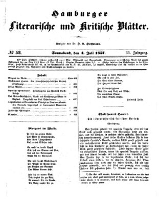 Hamburger literarische und kritische Blätter Samstag 4. Juli 1857