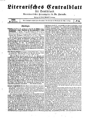 Literarisches Zentralblatt für Deutschland Samstag 31. Januar 1852