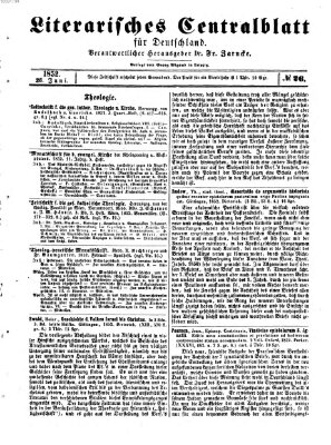 Literarisches Zentralblatt für Deutschland Samstag 26. Juni 1852