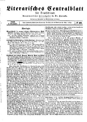 Literarisches Zentralblatt für Deutschland Samstag 4. Dezember 1852
